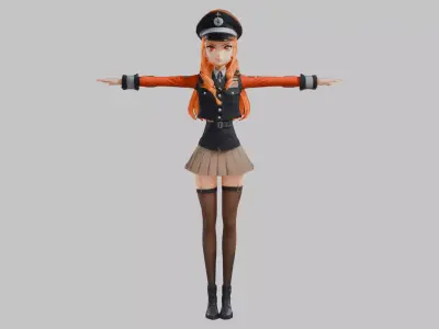 Lowpoly Stylized Anime Makima Character  Game-Ready 3D Asset   Low-poly 3D model