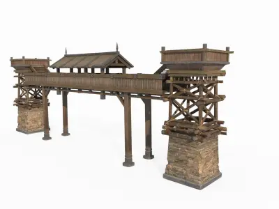 East Asian Ancient Architecture Gate 3D model