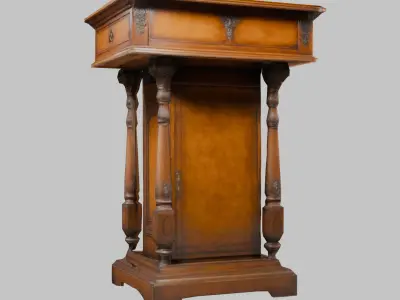 Antique Wooden Podium - Ornate Church Pulpit 3D Model Low-poly 3D model