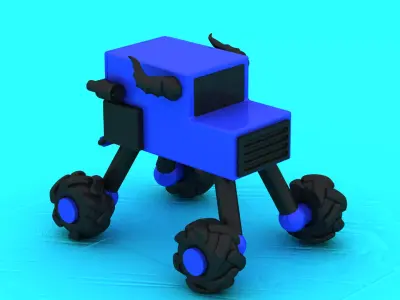 3D Blue Monster Truck with Bold Black Wheels and Horn Design 3D print model