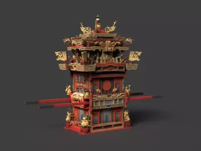 Chinese Wedding Sedan Chair  Low-poly 3D model