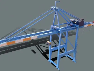 PBR Quayside Container Crane Version 1 - Blue Orange Low-poly 3D model