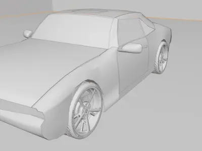 porsche car low poly 3d model Low-poly 3D model