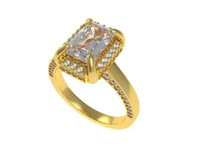 Antique Emerald Halo Engagement Ring 3D print model