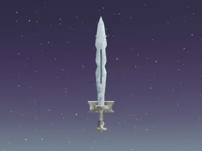 Fantasy Frozen Ice Sword - Elemental Sword Low-poly 3D model