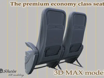 The premium economy class seat with stitches 3D model