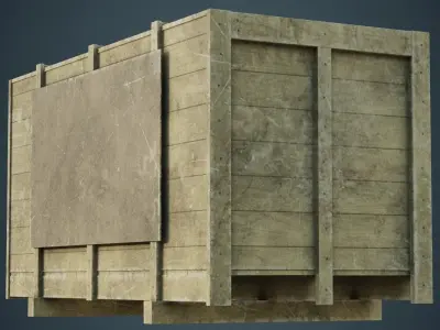 Wooden Box 2B Low-poly 3D model