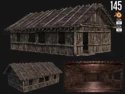 Old Wooden House 4K Textures GameReady 145 Low-poly 3D model