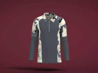 Military Outfit - T-shirt Low-poly 3D model 5