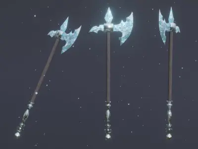 Set of 6 Elemental Polearm - Fantasy Medieval weapon Low-poly 3D model