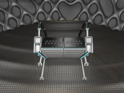 Sci-Fi Stairs - 5 - Silver Blue Neon Light Version  Low-poly 3D model