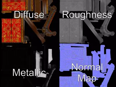 Baroque Red Divider model pack Low-poly 3D model