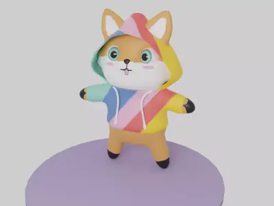 Cute Fox Cartoon Character 3d Model Low-poly 3D model