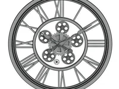 WALL CLOCK ROUND BLACK ANTIQUE 3D model