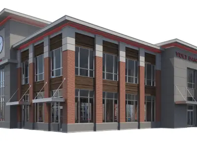 Commercial Building-025 Bank With Drive-thru 3D model