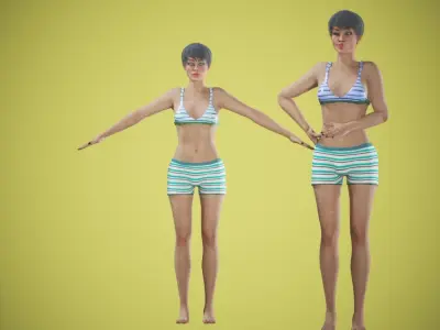 game rigged girl kareena Low-poly 3D model
