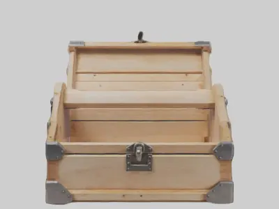 Wooden Toolbox Low-poly 3D model