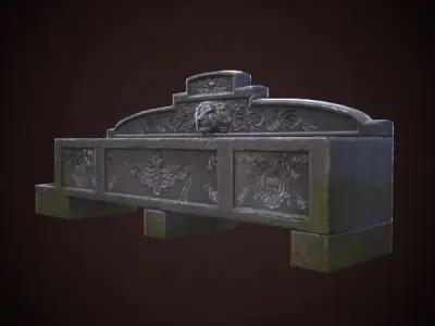 Gothic fountain Low-poly 3D model