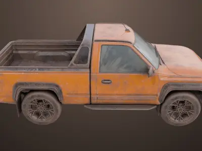 Pickup Truck01 Old Rusty All PBR Unity UE Textures 3D model