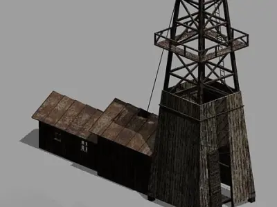 European Oil Derrick - early 20th century style 3D model