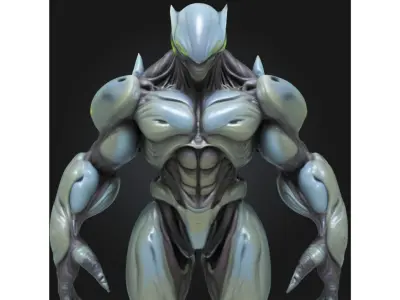 Stylized Alien Brute Armored Guardian Soldier Sci Fi Low-poly 3D model