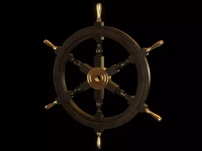 Wooden Sailing Ship Wheel 3D model