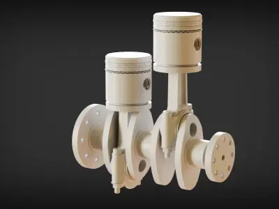 Car Engine Piston - Crankshaft SolidWorks and Blender 3D Low-poly 3D model