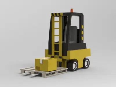 Industrial Forklifts Excavate  Free low-poly 3D model