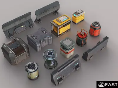Sci-Fi RTS Props Pack 01 Low-poly 3D model