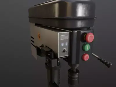 Industrial Machine Lathe Clean and Dirty Textures Low-poly 3D model