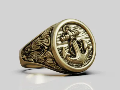 Anchor seagrass signet ring 3D print model