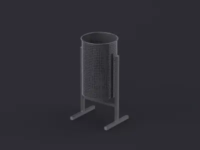 Dust Bin Outdoor Metal 02 Low-poly 3D model