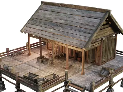 Old Lake House 23 PBR 4K GameReady Low-poly 3D model
