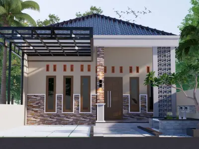 Minimalist Modern Simple House Facade  3D model