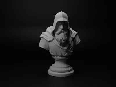 Fantasy Mage Warrior Bust Chess 3D print model buy