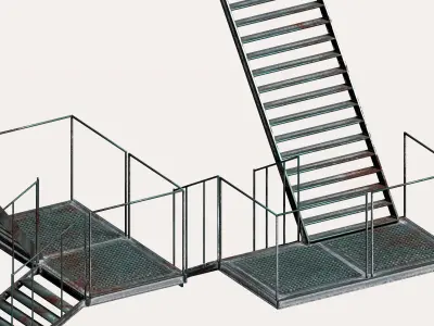 Modular multi-platform stairs 3D model
