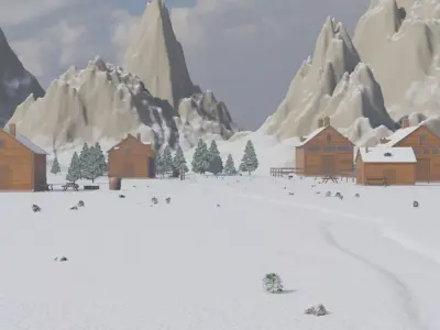 Winter Village 3D model buy