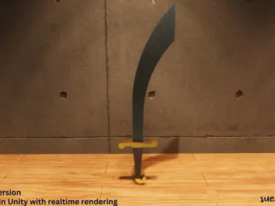 Scimitar - Lowpoly Textured and Colorbased sword Low-poly 3D model