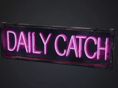 Stylized Neon Signboard - Seafood Restaurant Sign - Daily Catch 3D model