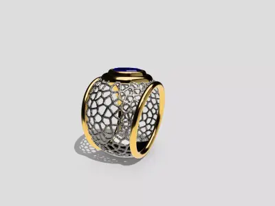 3D Printible ring whit stone 3D model