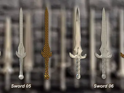 40 Medieval Swords  Low Poly  and Unwrapped  Low-poly 3D model