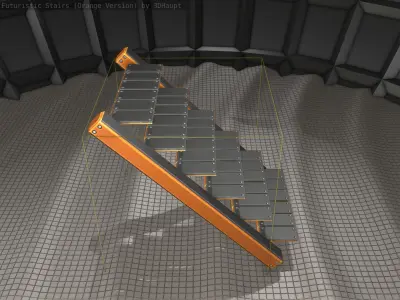 Sci-Fi Stairs - 15- Orange Version Low-poly 3D model