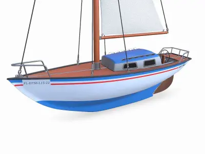 Sailing Yacht 02 Low-poly PBR Low-poly 3D model