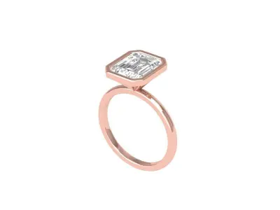 Emerald Solitaire Bazel Ring 3D print model