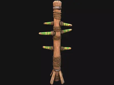 Medieval Training Dummy Wooden Furniture Low-poly 3D model