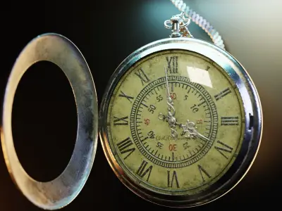 Game ready 3d model of pocket watch Low-poly 3D model
