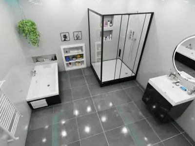 Modern Bathroom and Toilet 3D model purchase