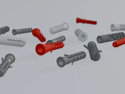 High-Detail Subdividable Wall Plug Set - Dowel 3D model