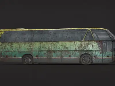 Tourist Bus Abandoned Low Poly  Low-poly 3D model