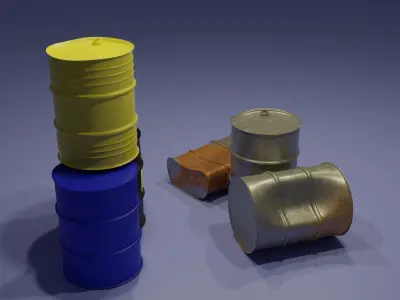 Oil drum PBR low-poly 3D Model Low-poly 3D model